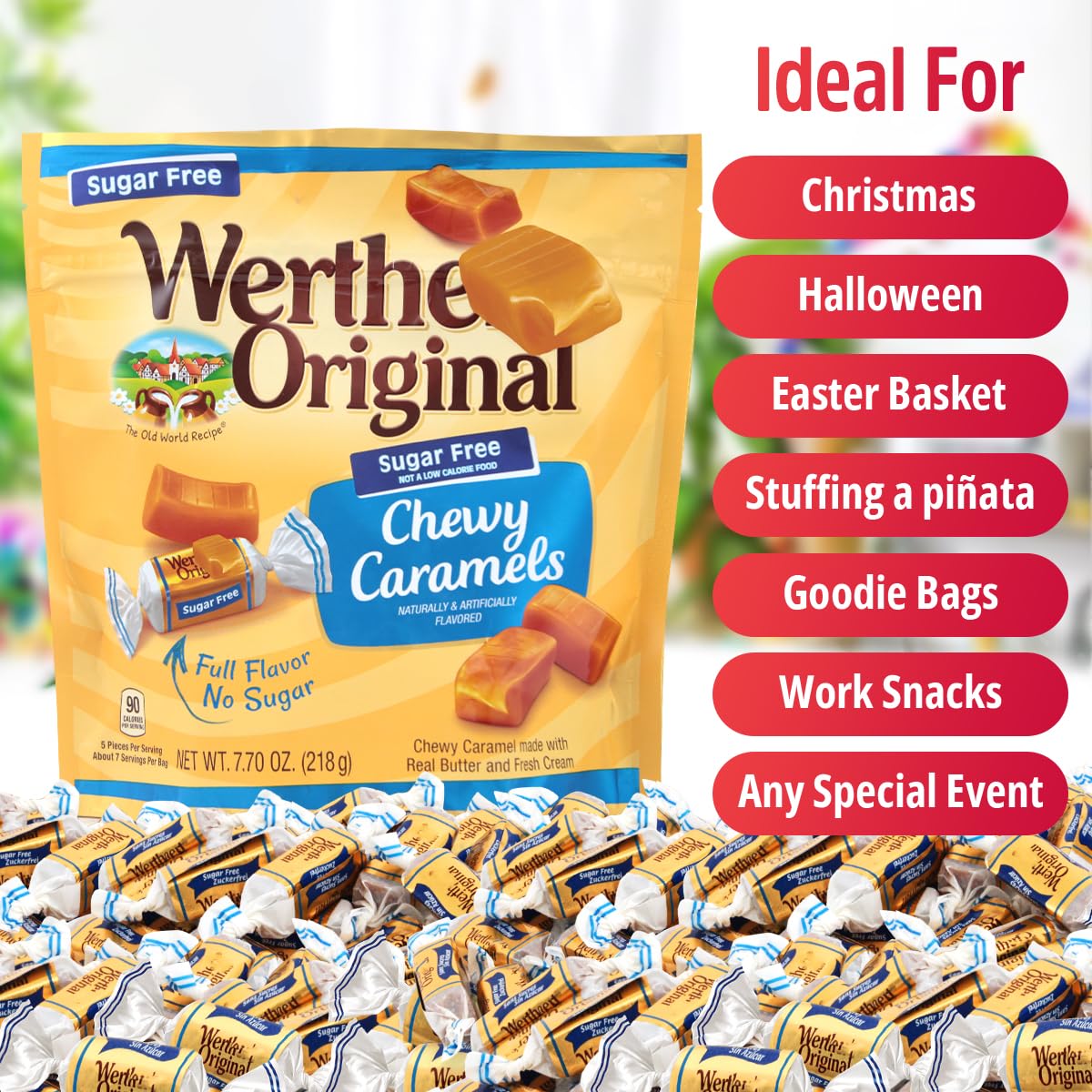 SWEETSIDE CANDY CO Werther's sugar-free caramels, holiday-worthy treat at gatherings.