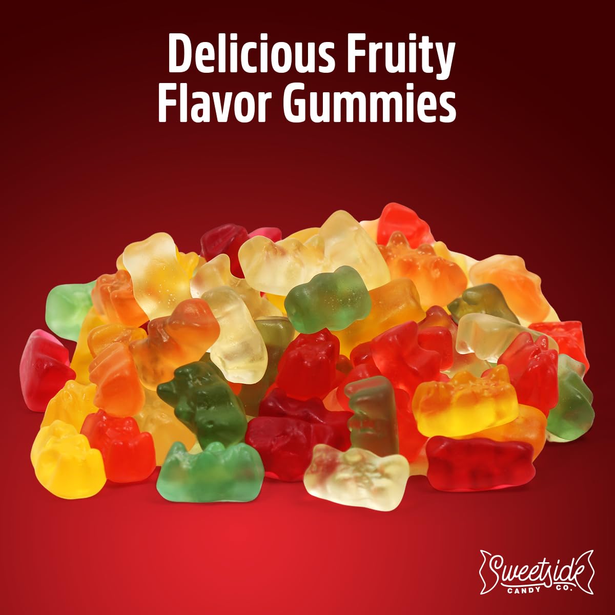 SWEETSIDE Goldbears kids snack time close-up colorful gummies.