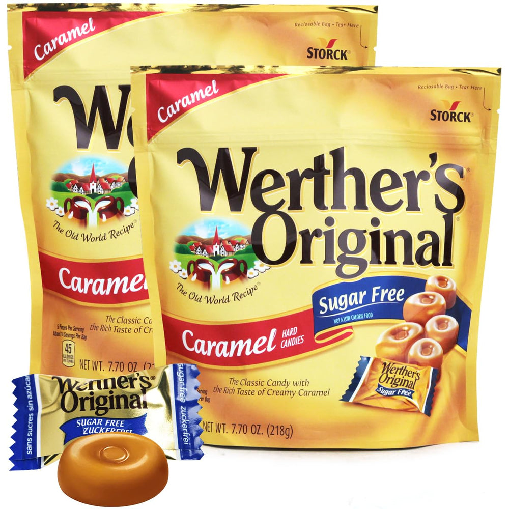 SWEETSIDE Candy Co Original caramel hard candies in resealable bag for on-the-go snacking.