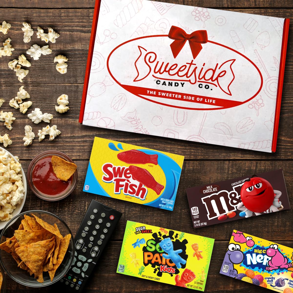 SWEETSIDE CANDY CO. Sour Patch Kids close-up, tangy flavors brighten at-home snacking.