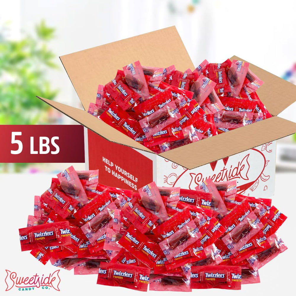 SWEETSIDE CANDY CO. Twists strawberry wrapper close-up showing individually wrapped freshness.