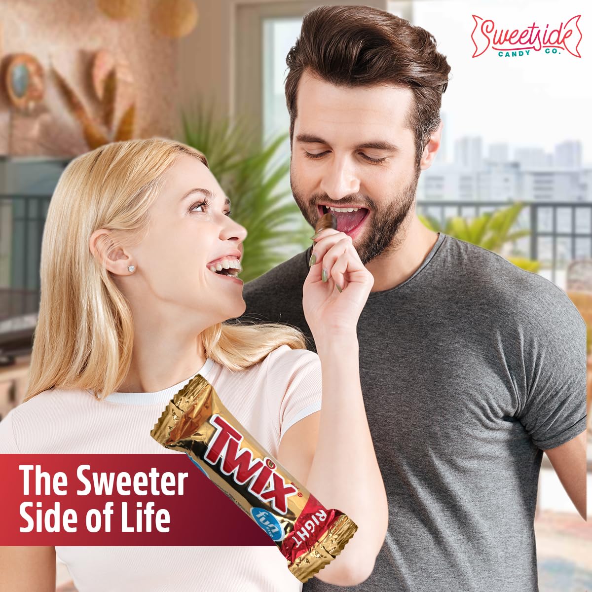 SWEETSIDE Twix silky chocolate coating envelops a caramel center for a premium bite.