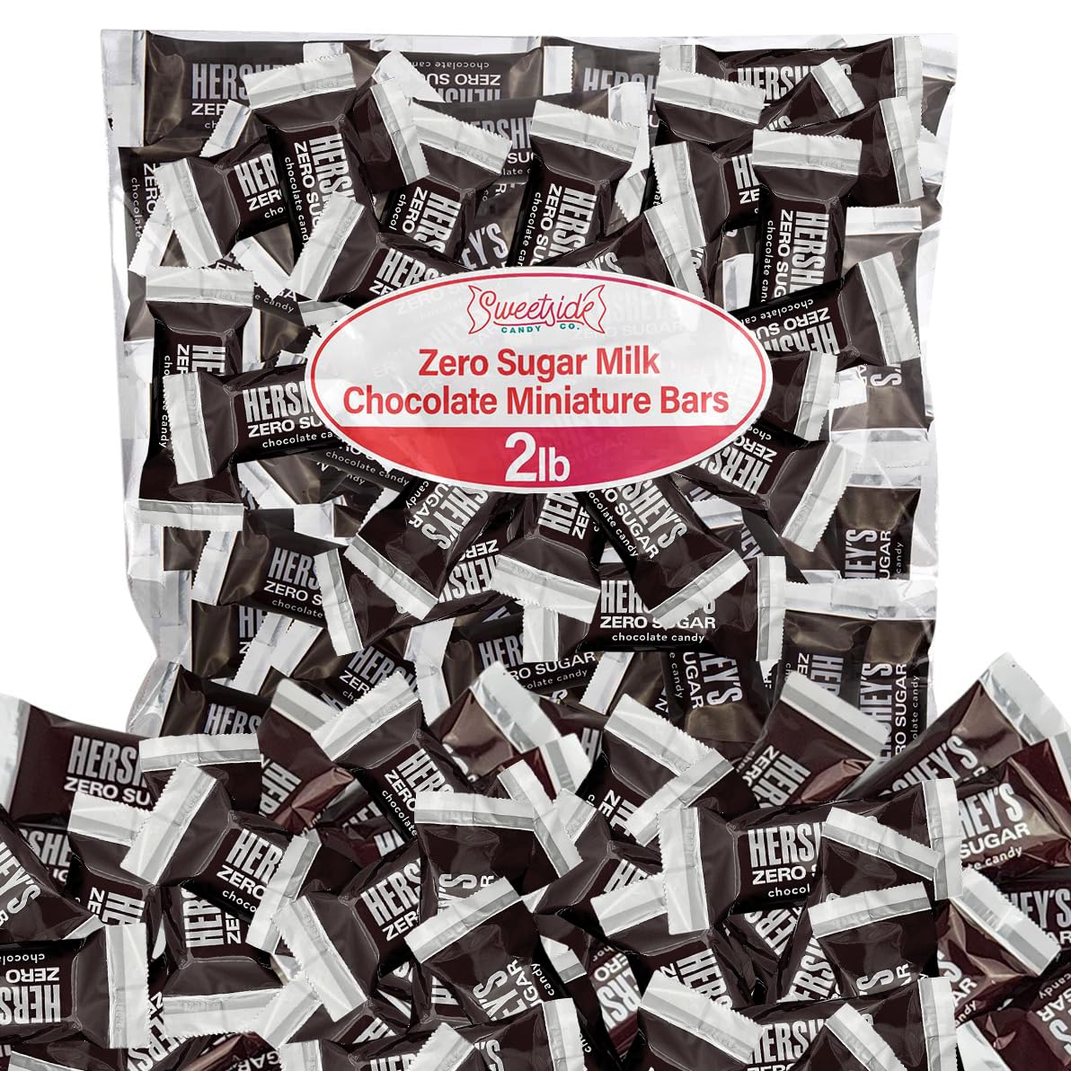 SWEETSIDE Zero Sugar Milk Chocolate Miniature Bars unwrapped for quick on-the-go indulgence
