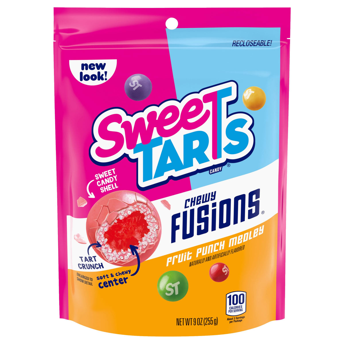 SweeTARTS Chewy Fusions Fruit Punch Medley bag with colorful candies for on-the-go snacking.