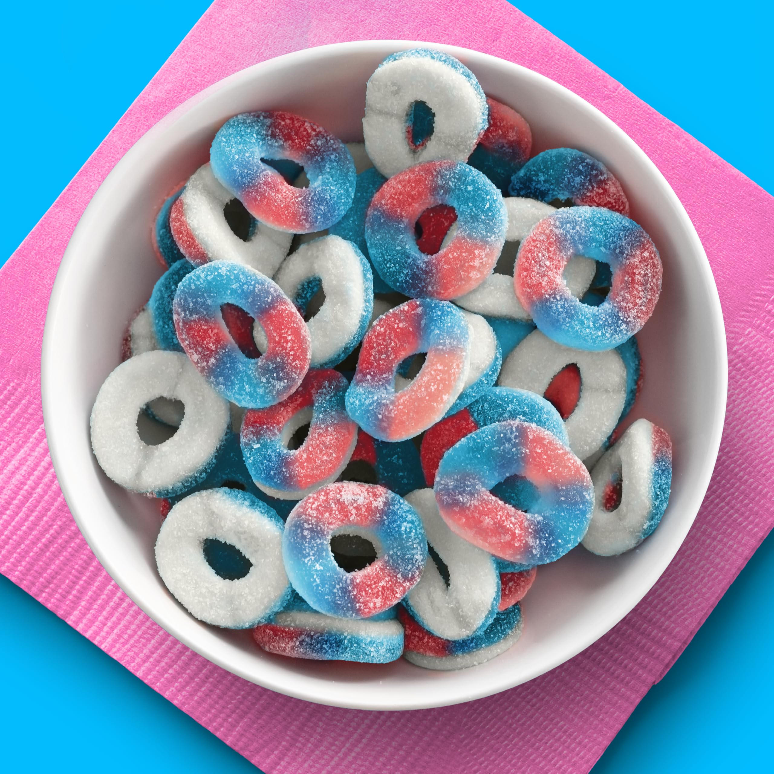 SweeTARTS Halos mixed flavors display blue punch and strawberries & cream.
