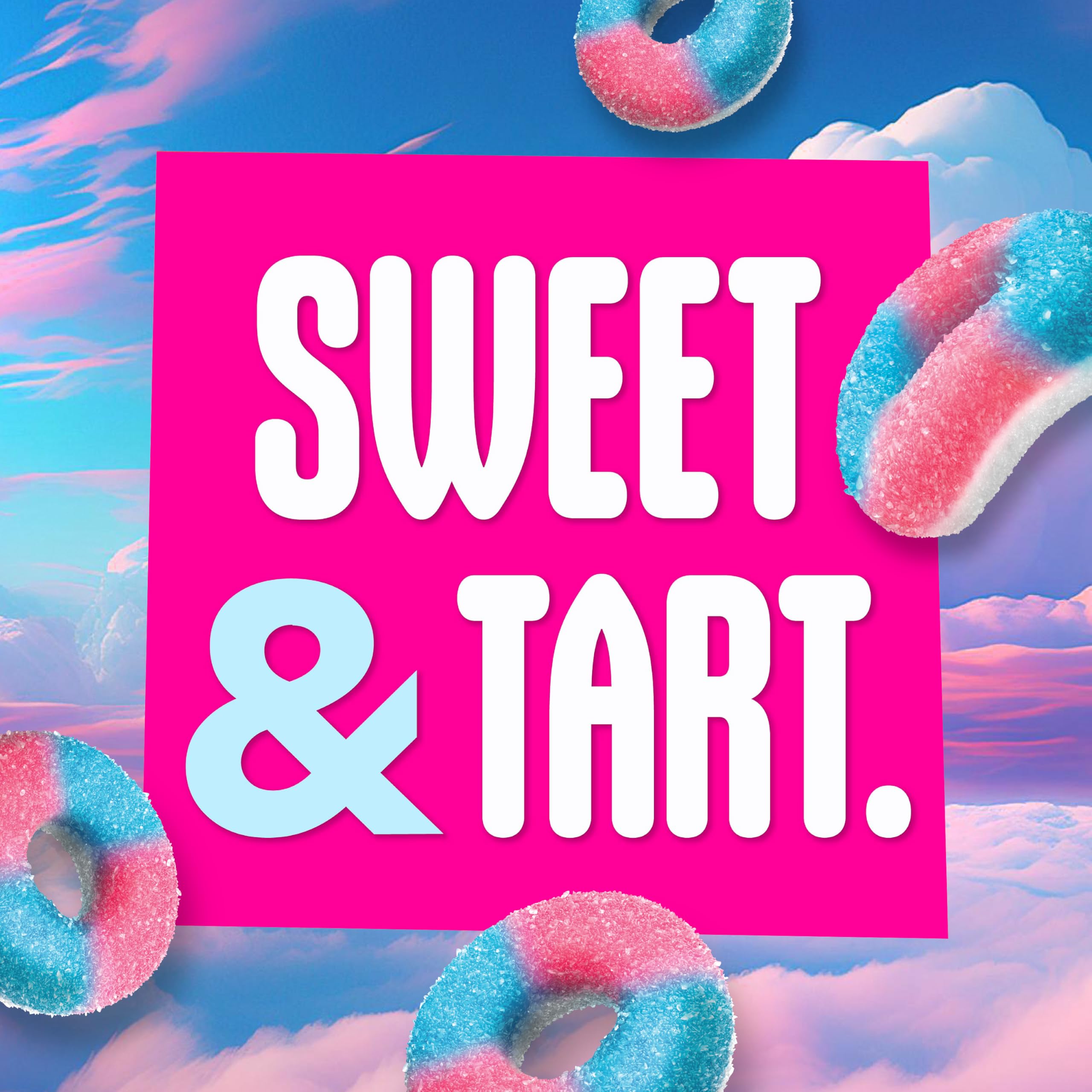 Close-up of SweeTARTS Halos showing soft fluffy bottom layer.
