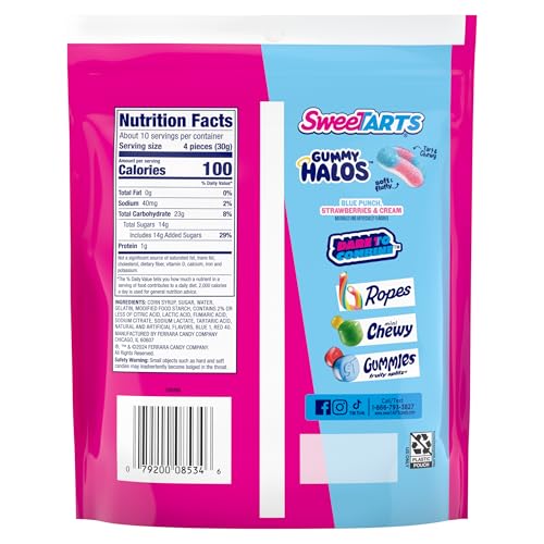 SweeTARTS Halos strawberries and cream ring with colorful chewy top.