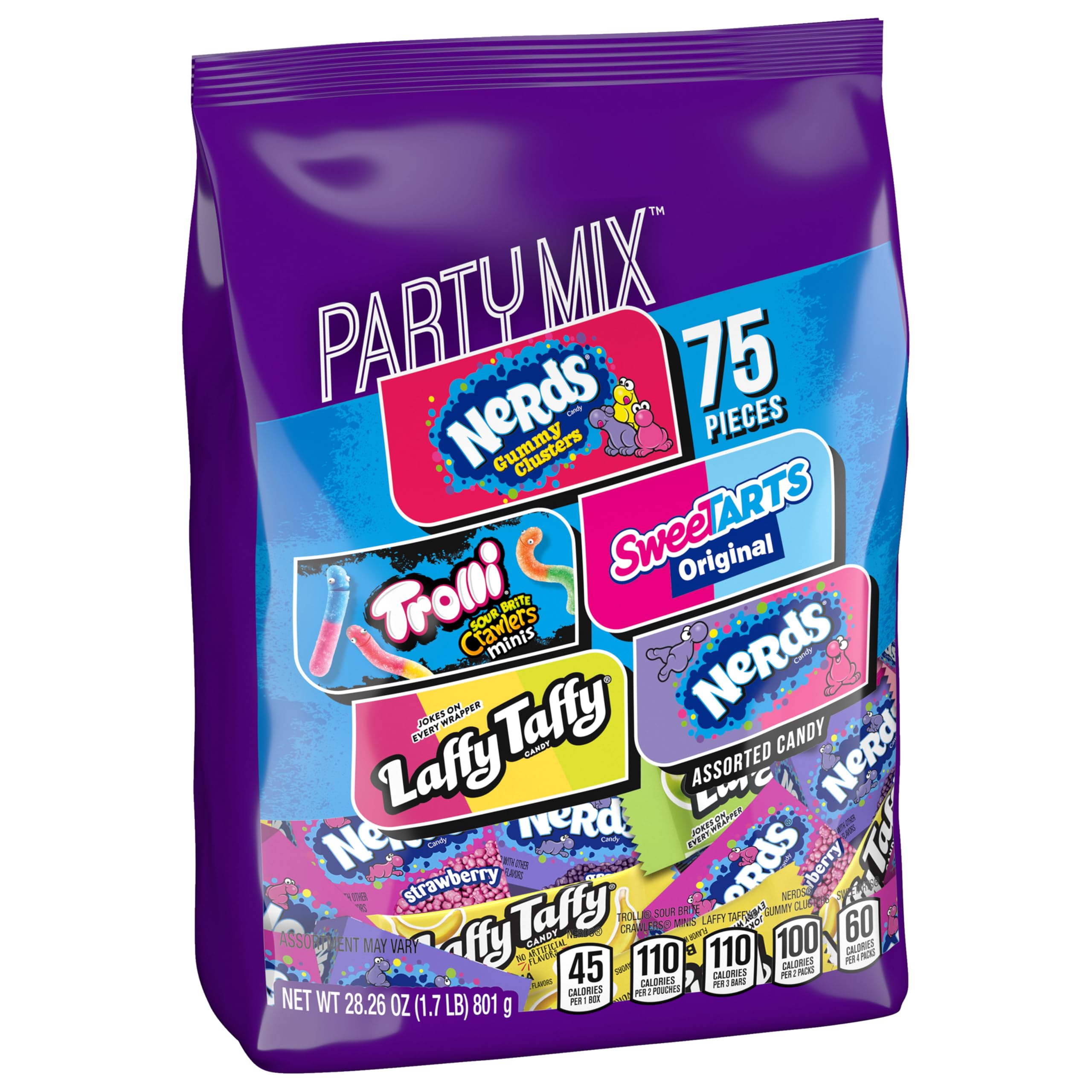 SweeTARTS Nerds grape and strawberry wrappers visible for quick, tangy treats.