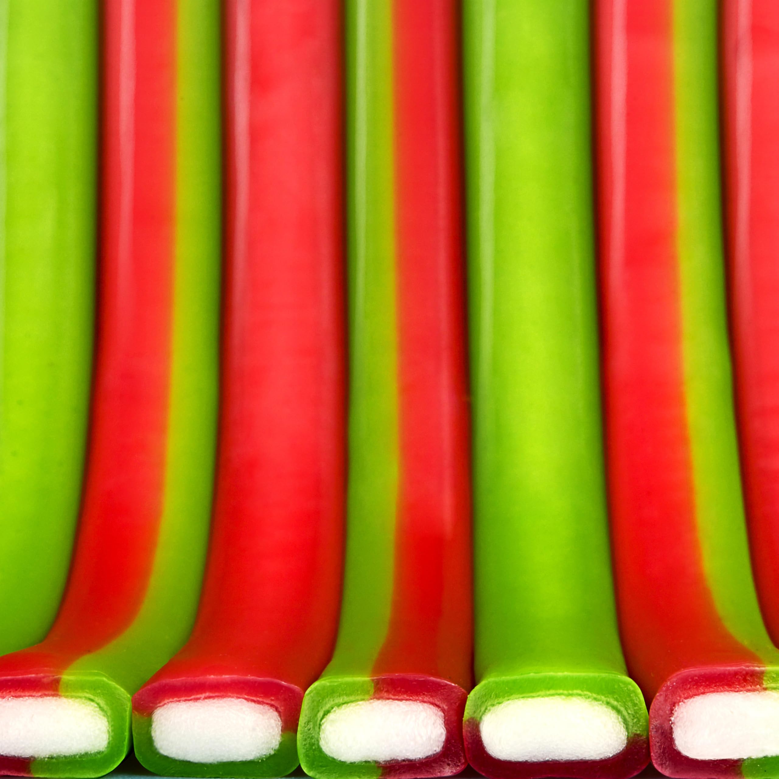 Soft chewy rope candy closeup highlighting texture of SweeTARTS Ropes.