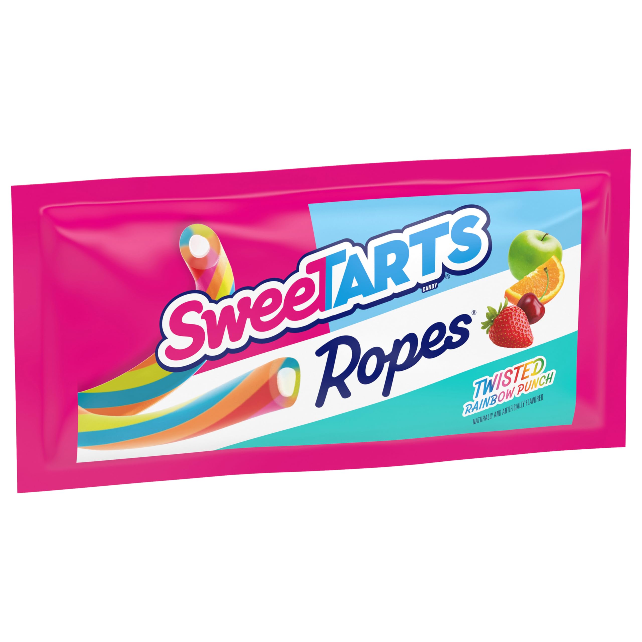 SweeTARTS Ropes Soft Chewy Texture close-up highlighting melt-in-mouth chewiness.