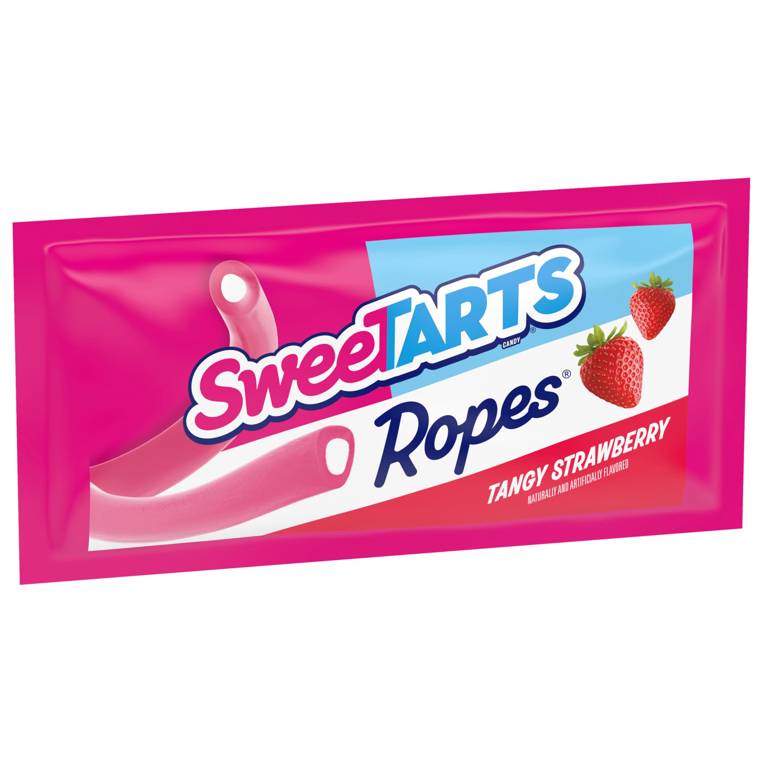 SweeTARTS Ropes Variety Pack 15oz label close-up, bag of assorted tangy ropes.
