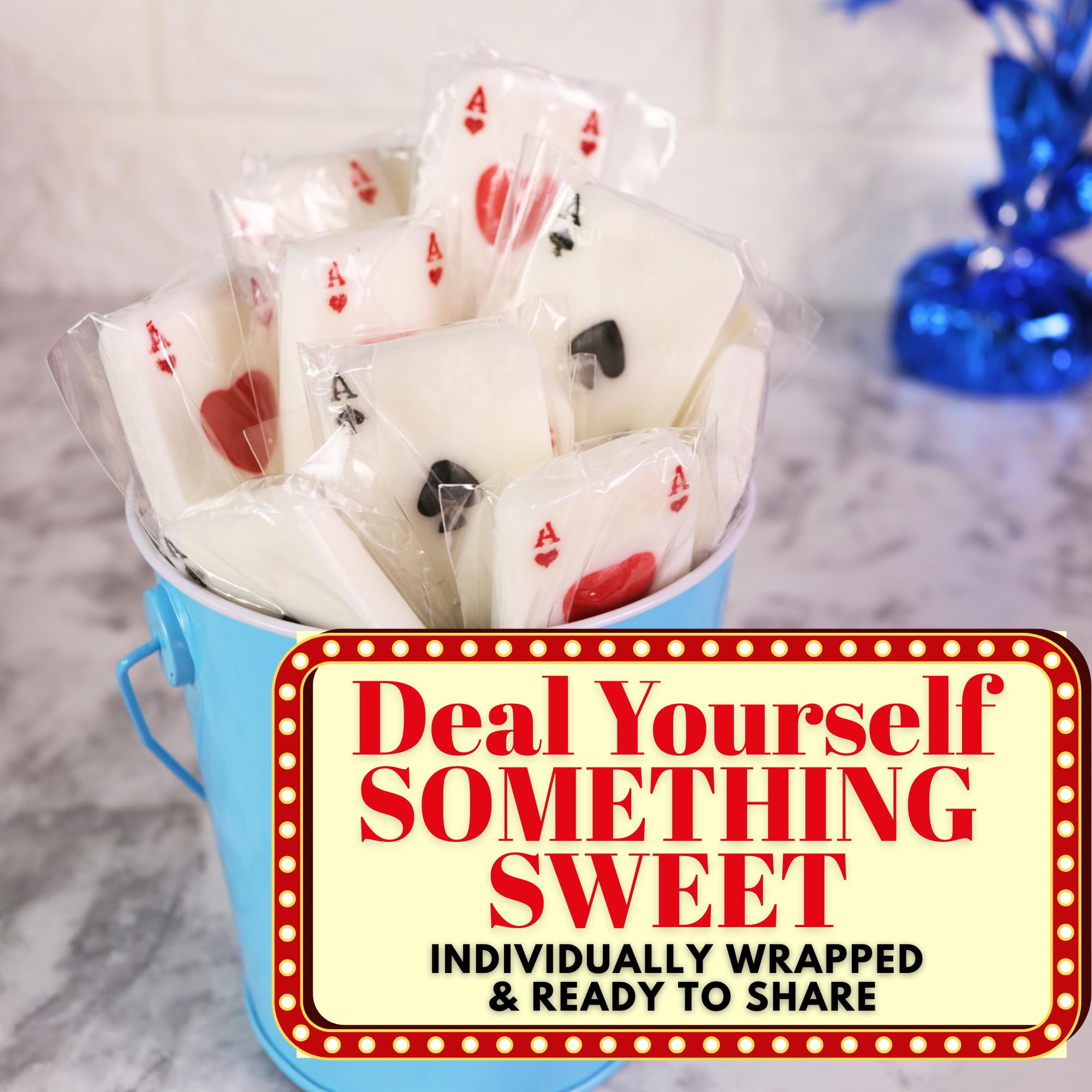 Sweetzo Ace Card Lollipops colorful display for event tables