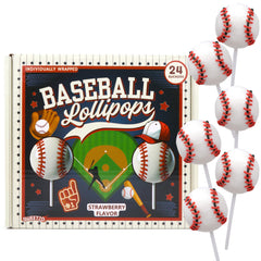 Sweetzo baseball lollipops 24-count box perfect for team celebrations and party favors.