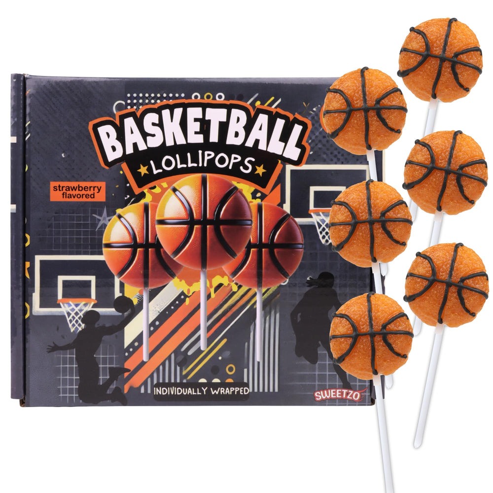 Sweetzo basketball lollipop individually wrapped for easy sharing at parties.