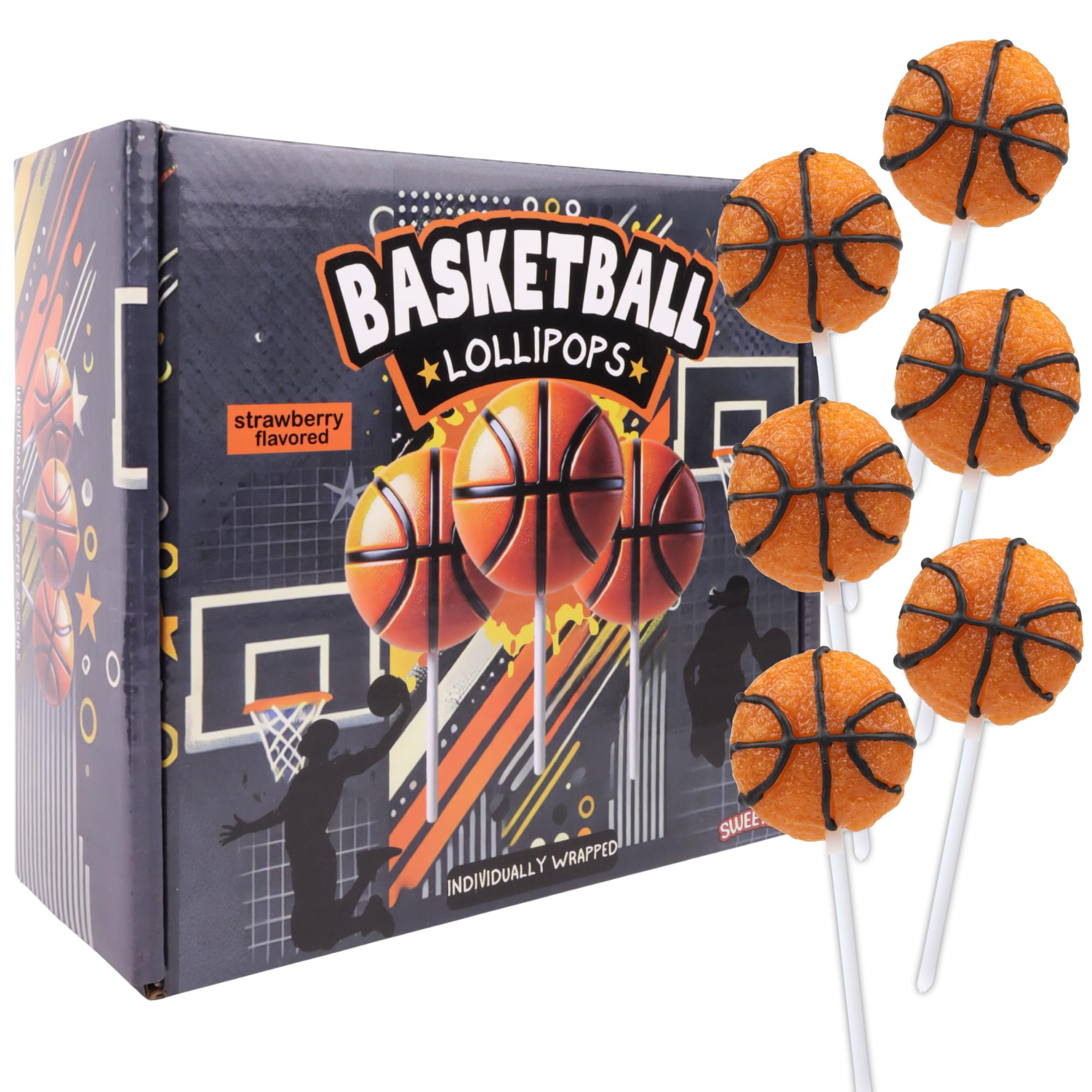 Sweetzo basketball lollipop strawberry flavor, a tasty option for game day.