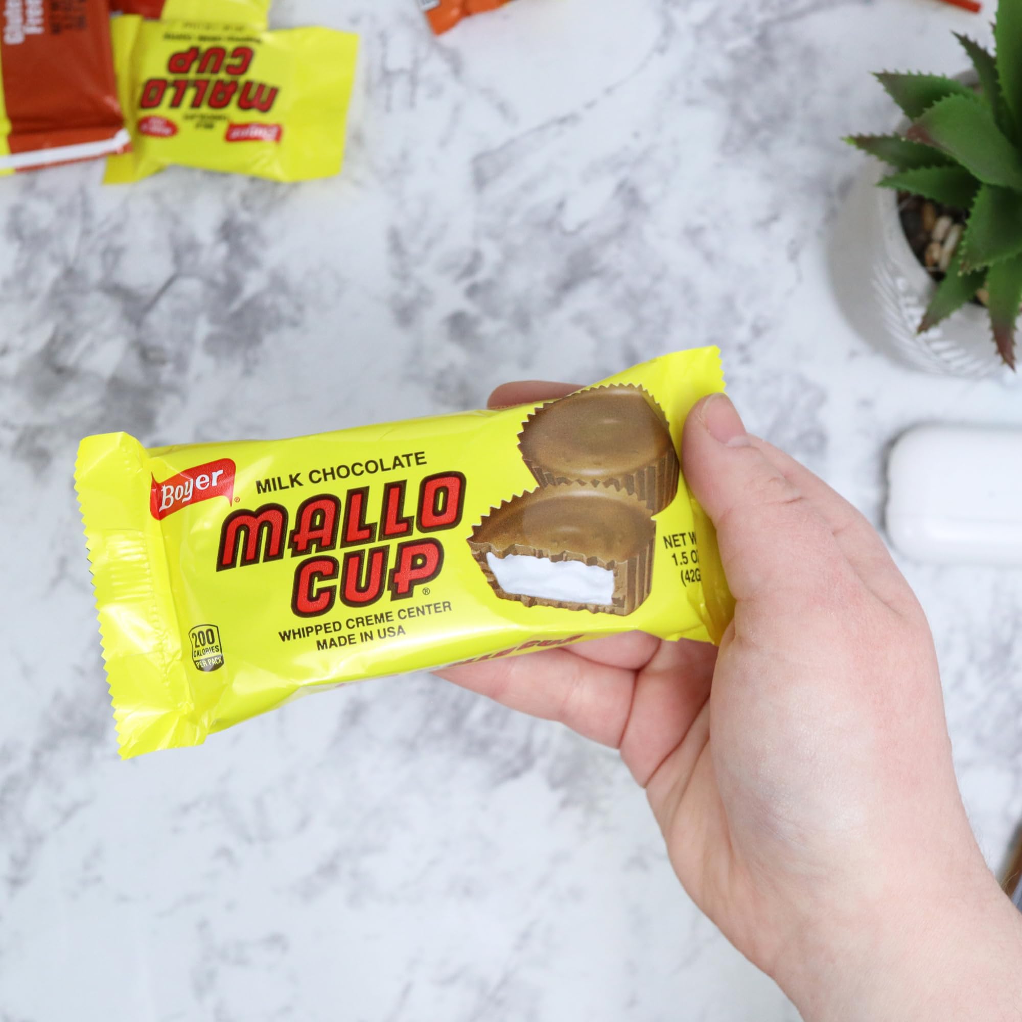 Sweetzo Boyer Mallo Cups individually wrapped for freshness.