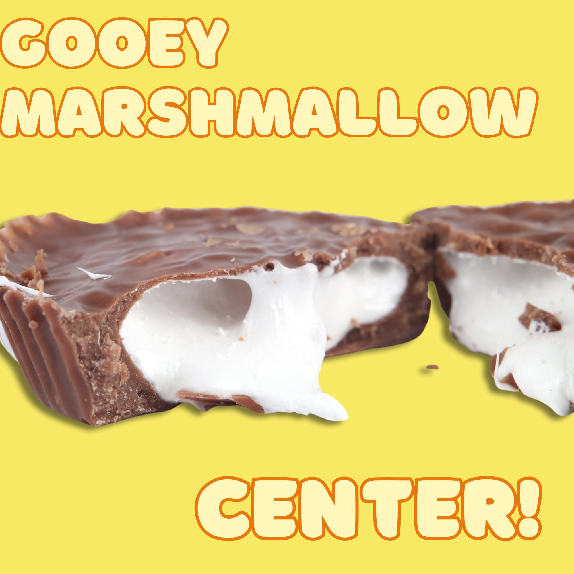 Sweetzo Boyer Mallo Cups milk chocolate shell with gooey marshmallow center.