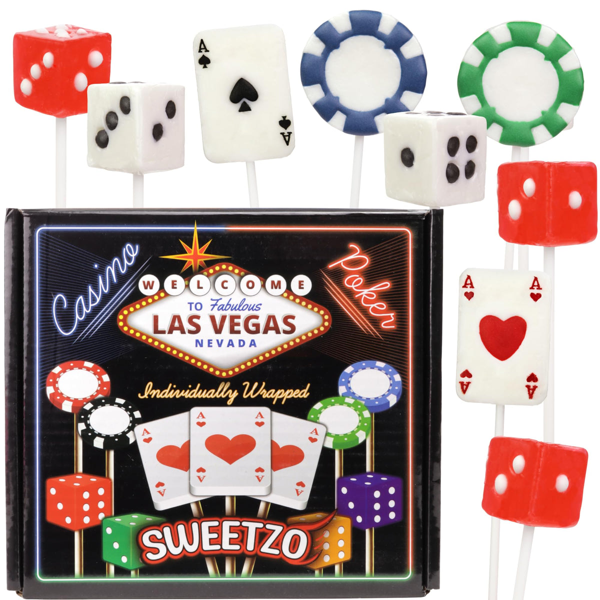 Sweetzo casino dice lollipops for party favors and sharing