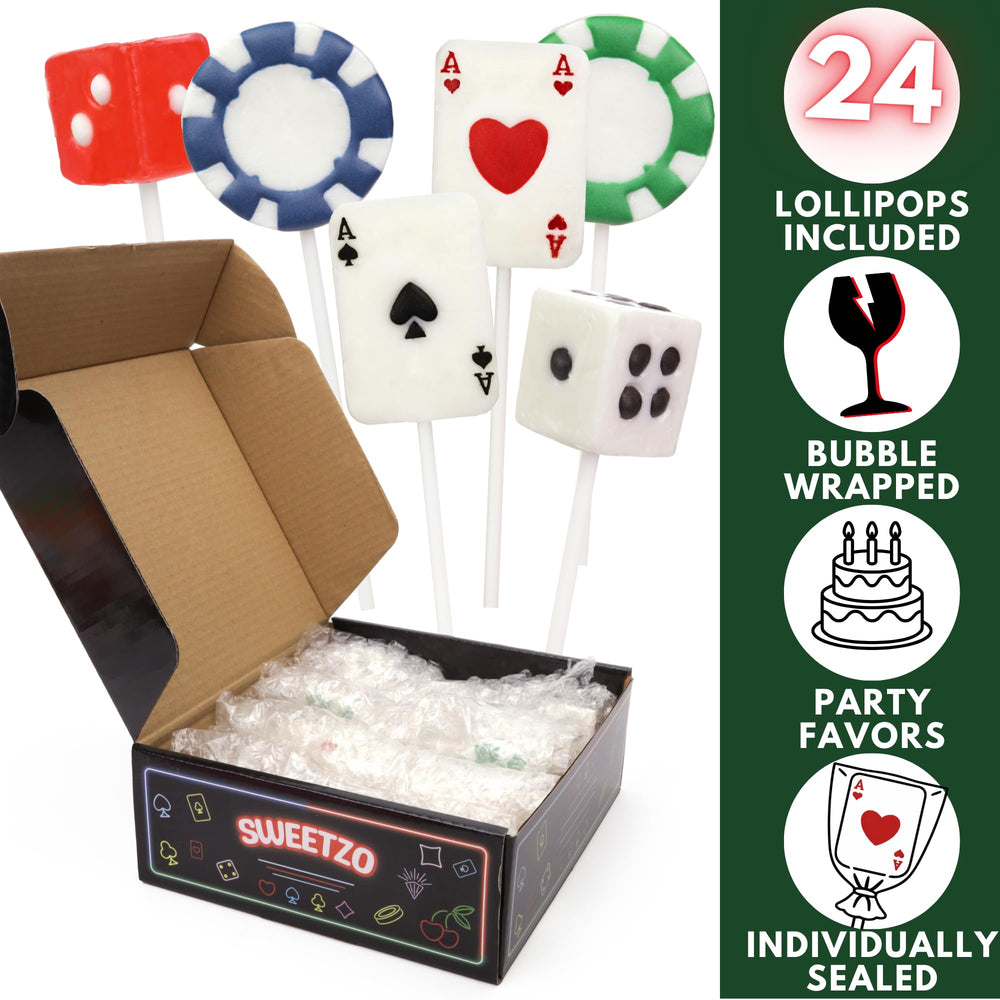 Sweetzo poker chip lollipops bright table display