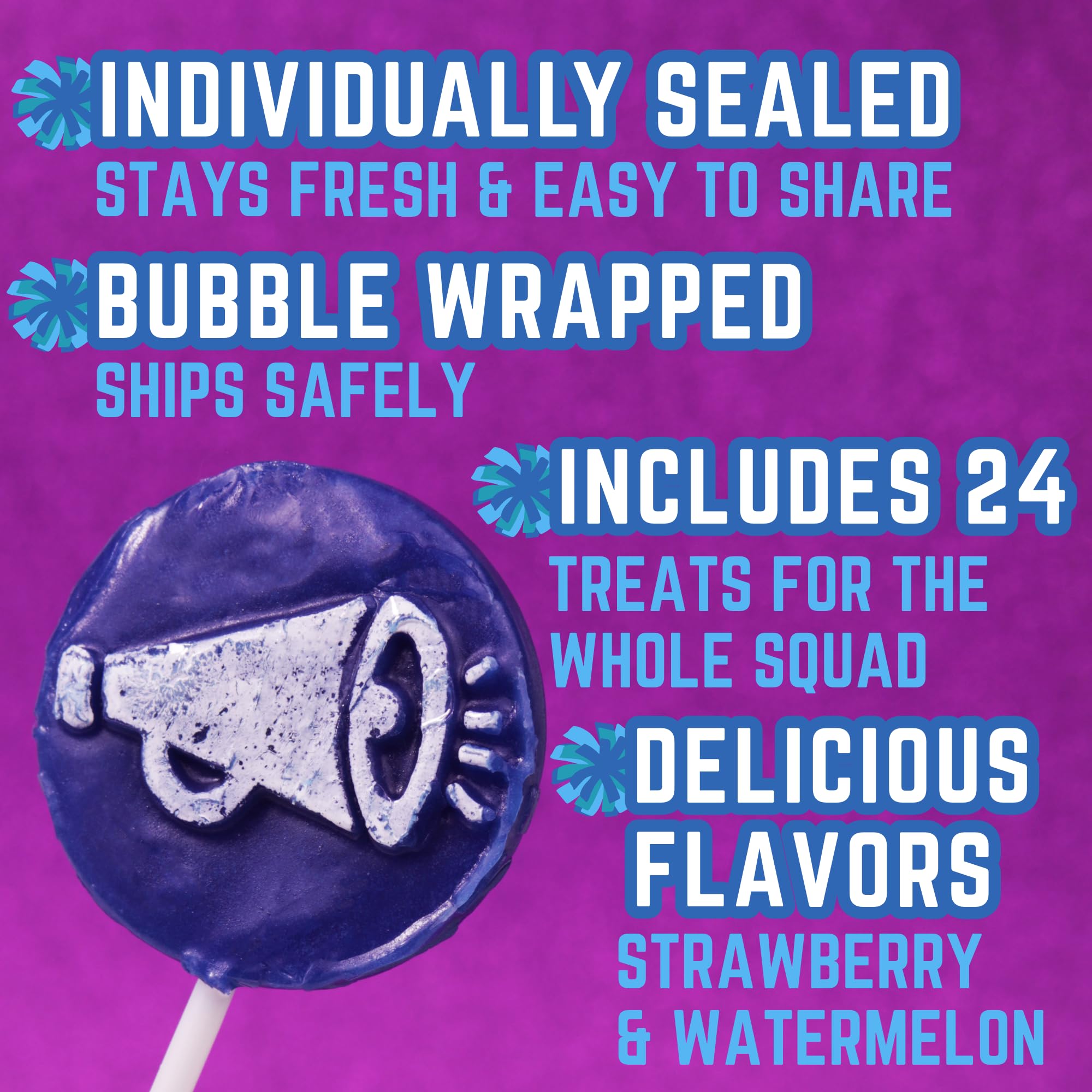 Sweetzo Cheer Tattoo Lollipops display CHEER! designs for festive occasions