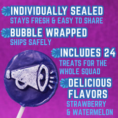 Sweetzo Cheer Tattoo Lollipops display CHEER! designs for festive occasions
