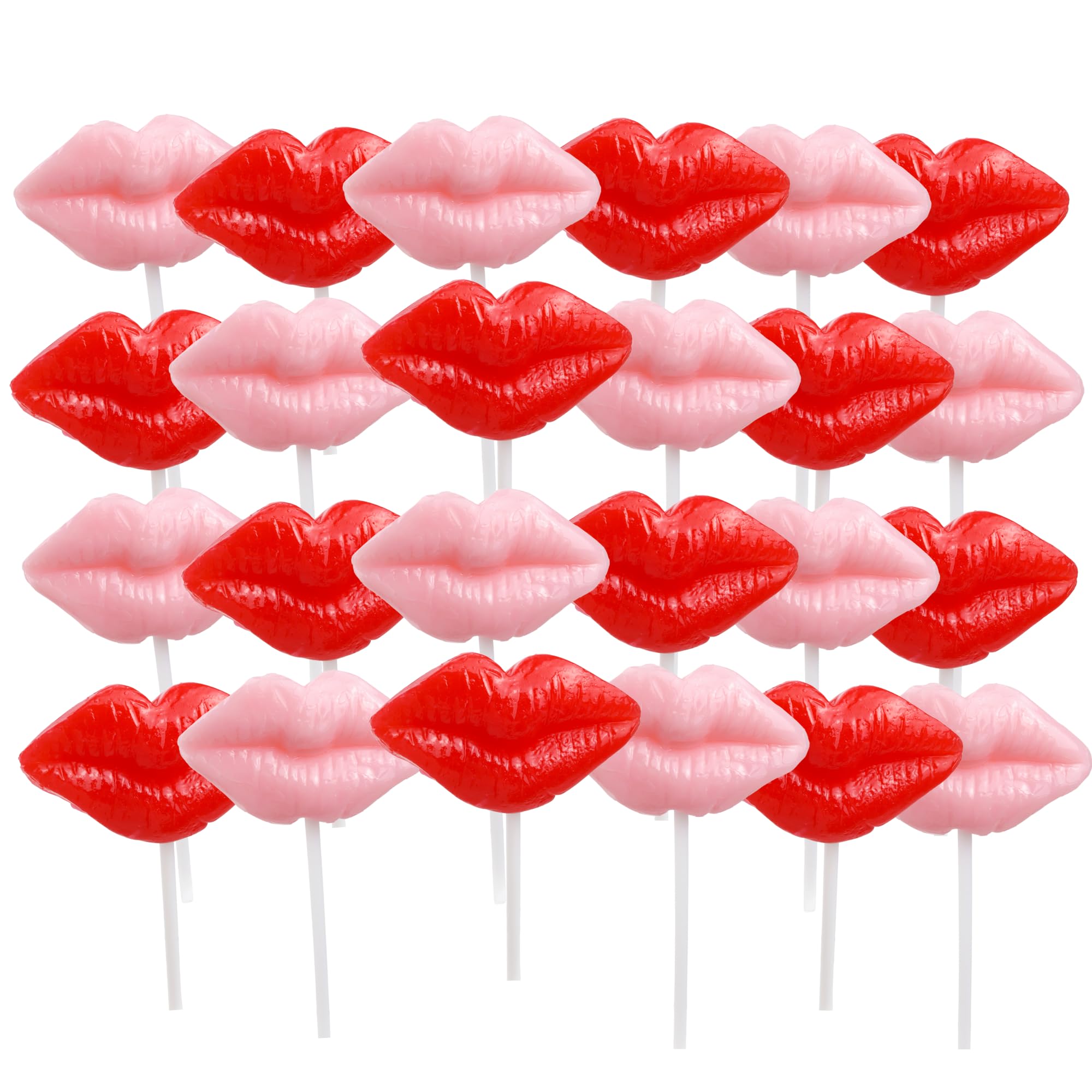 Colorful display of Sweetzo Pucker Lips Lollipops for gifting and sharing.