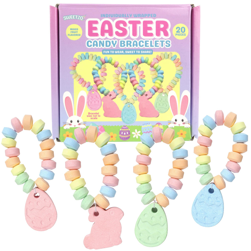 Sweetzo Easter Candy Bracelet pack with pastel beads, ideal for Easter baskets.