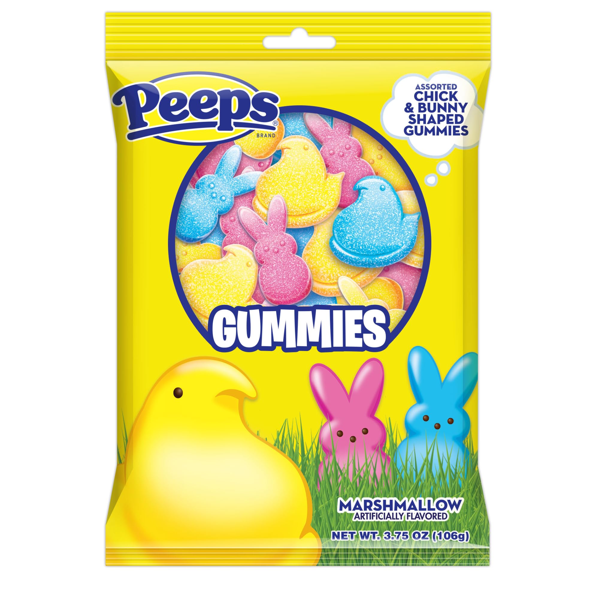Sweetzo Easter Peeps Gummies three-bags pack ideal for filling eggs and baskets.