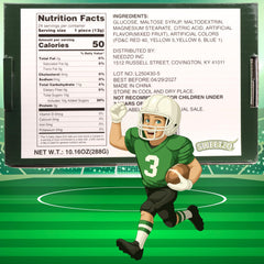 Sweetzo football bracelets mixed-flavors closeup shows fruity flavors for party snacks.