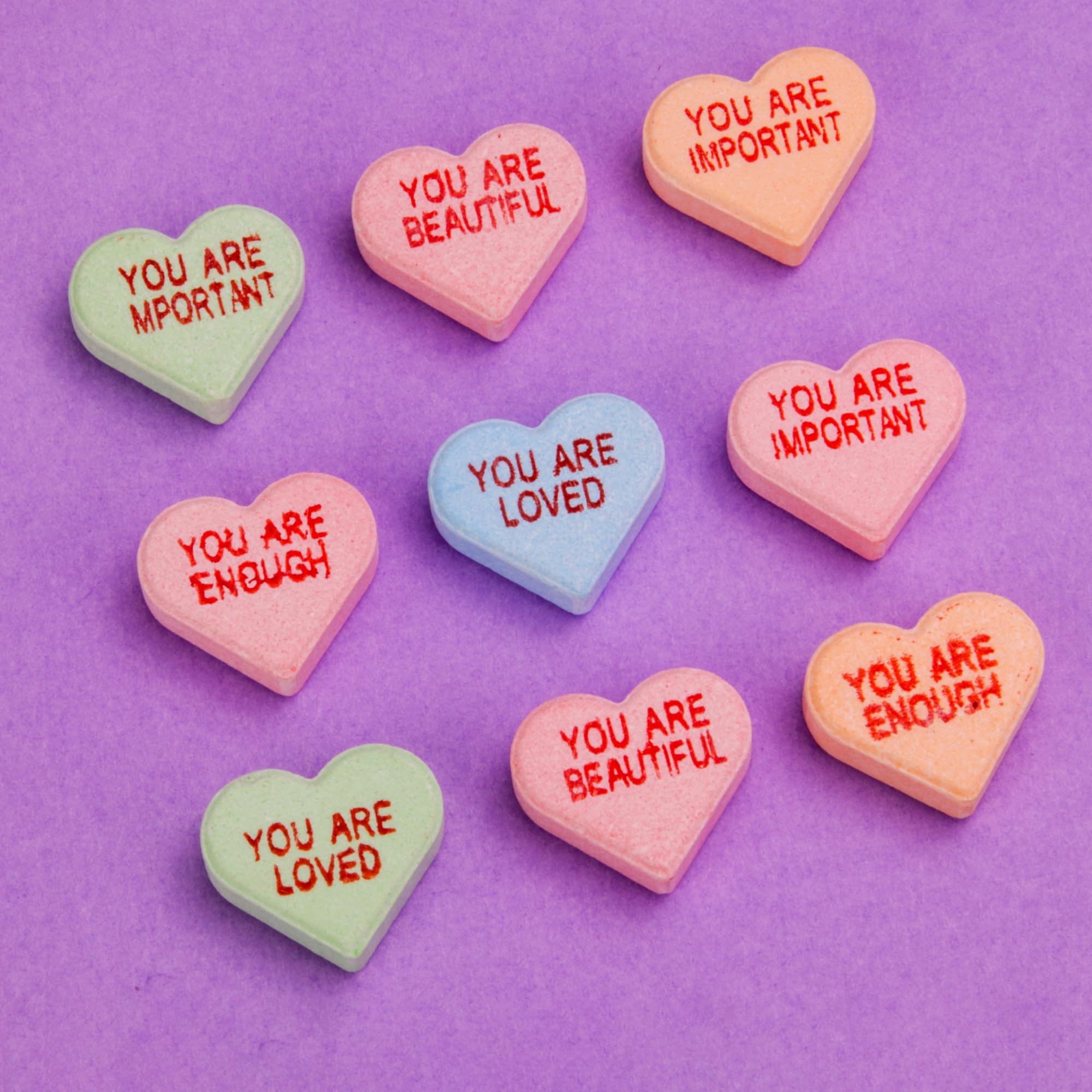 Sweetzo fruity flavors complement the positive messages on hearts
