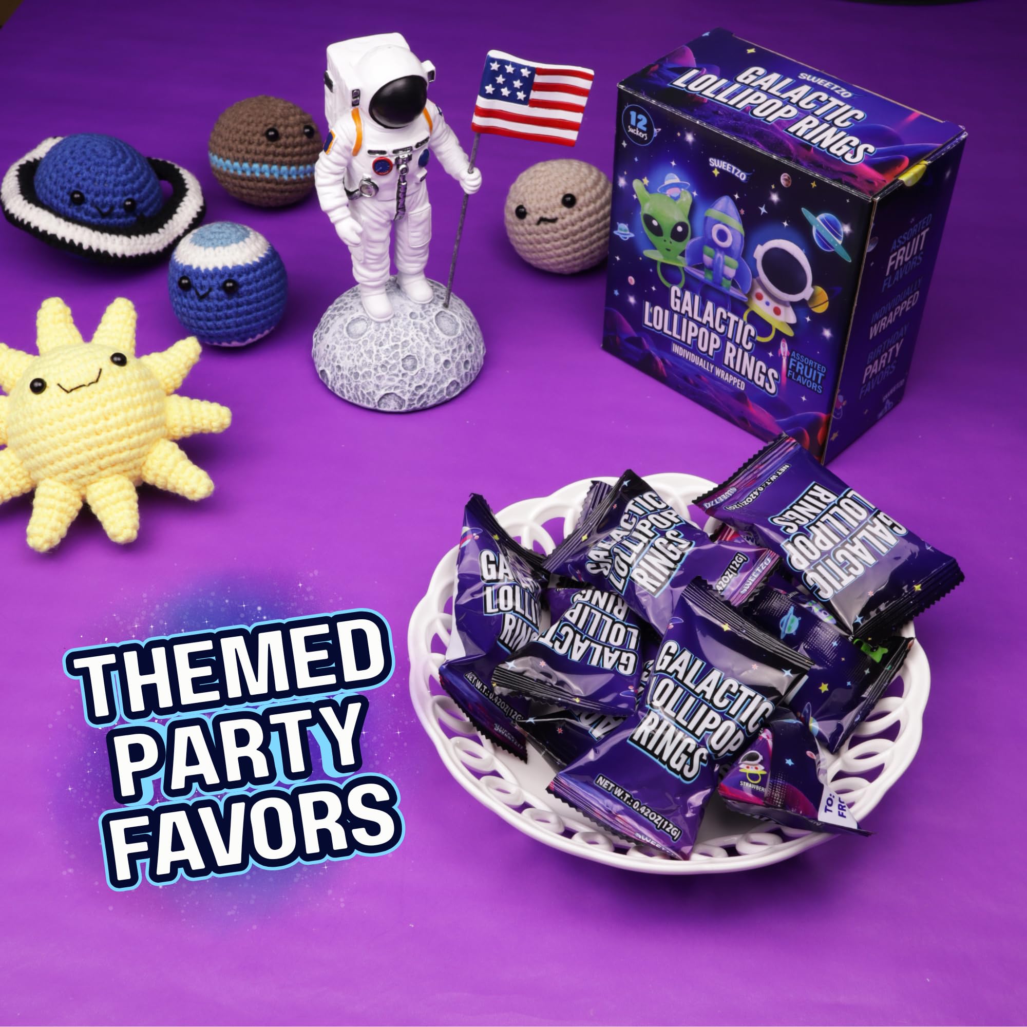 Sweetzo Galactic colorful lollipop rings in assorted fruit colors