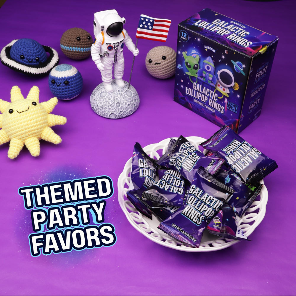 Sweetzo Galactic colorful lollipop rings in assorted fruit colors