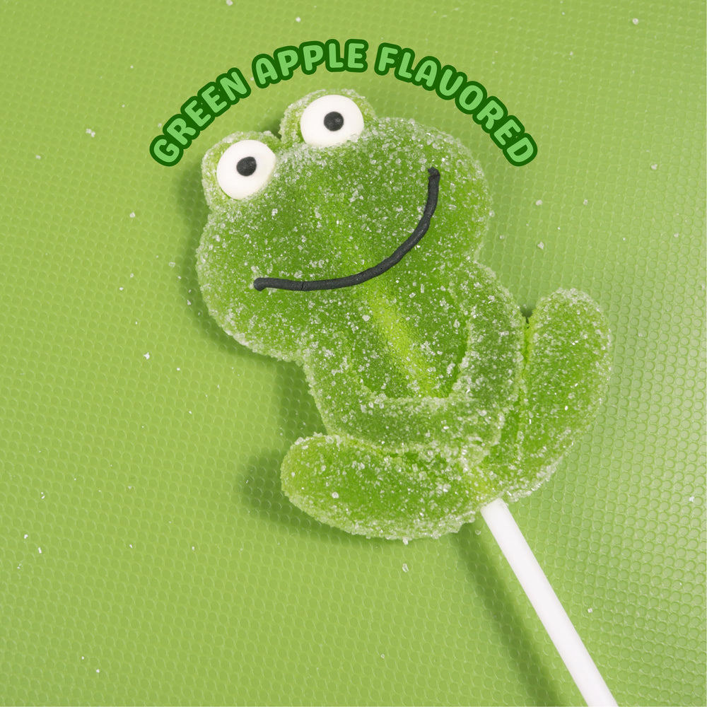 Sweetzo 12-count frog lollipops suitable for gifting and parties.