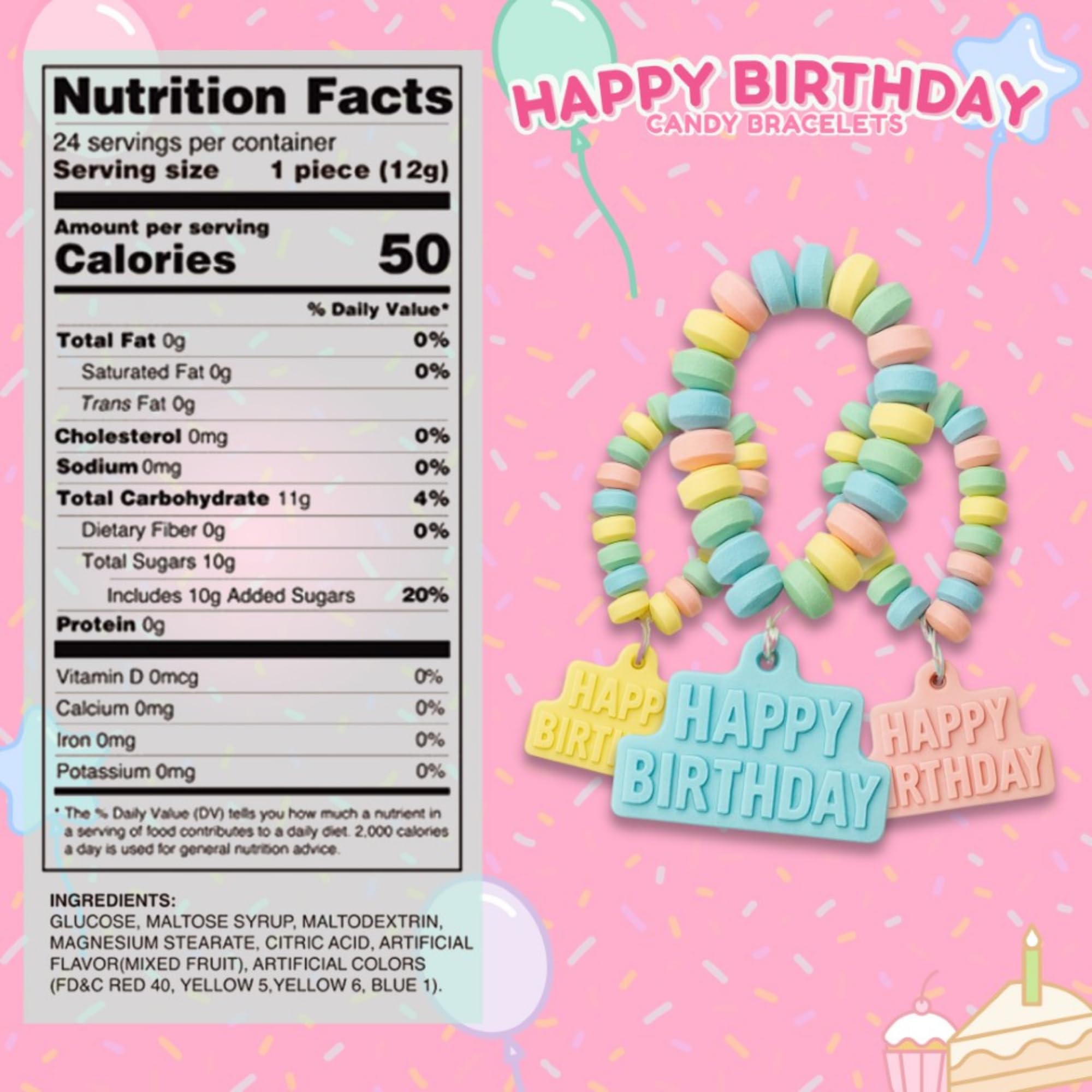 Sweetzo Happy Birthday bracelets, individually wrapped for freshness and sharing at events.