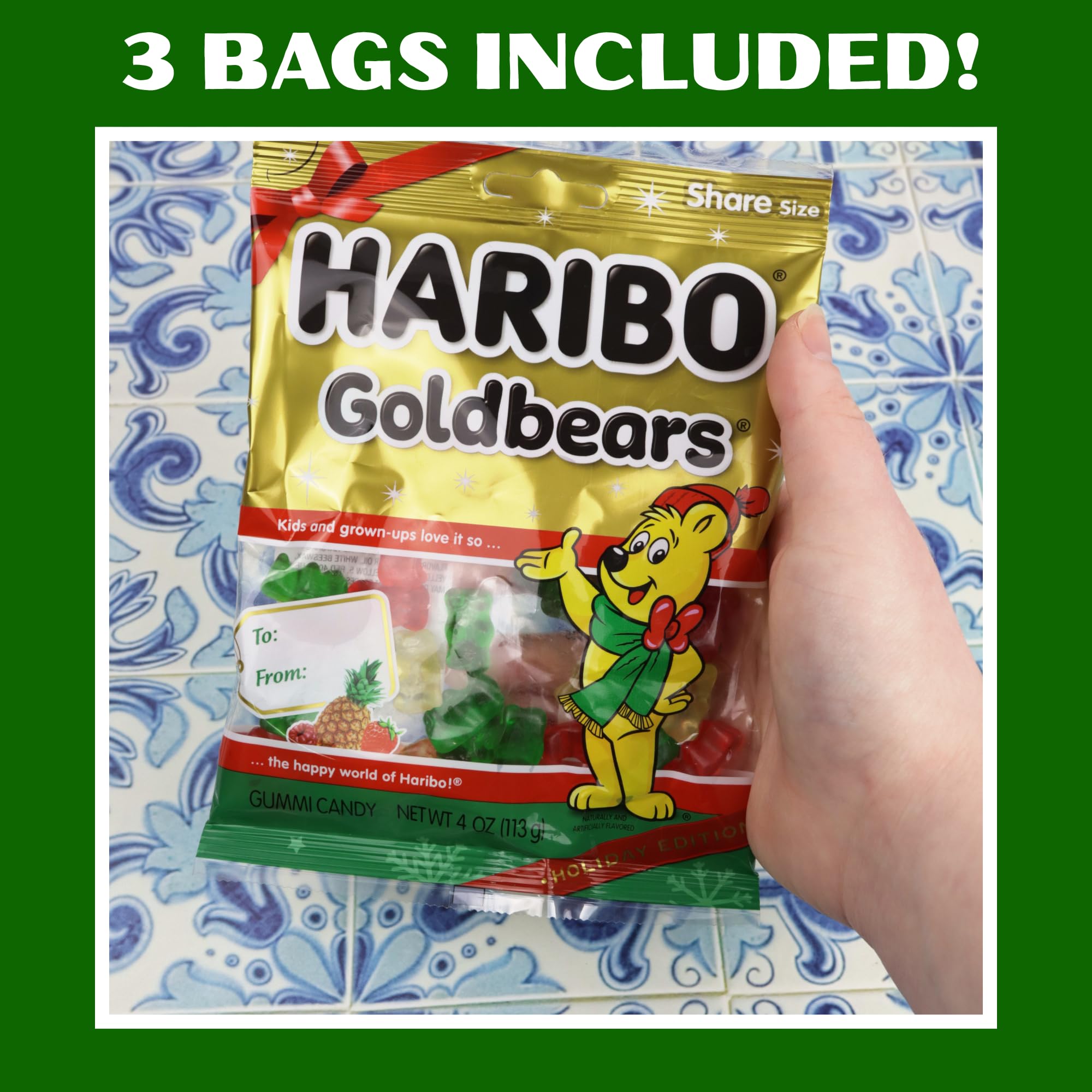 Ideal party favors and candy bowls with Haribo Christmas Goldbears.