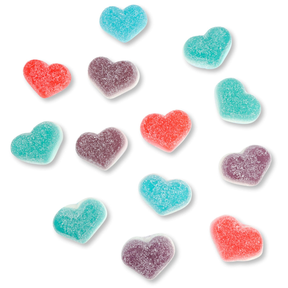 Three share-size bags ready for gifting at Valentine gatherings.