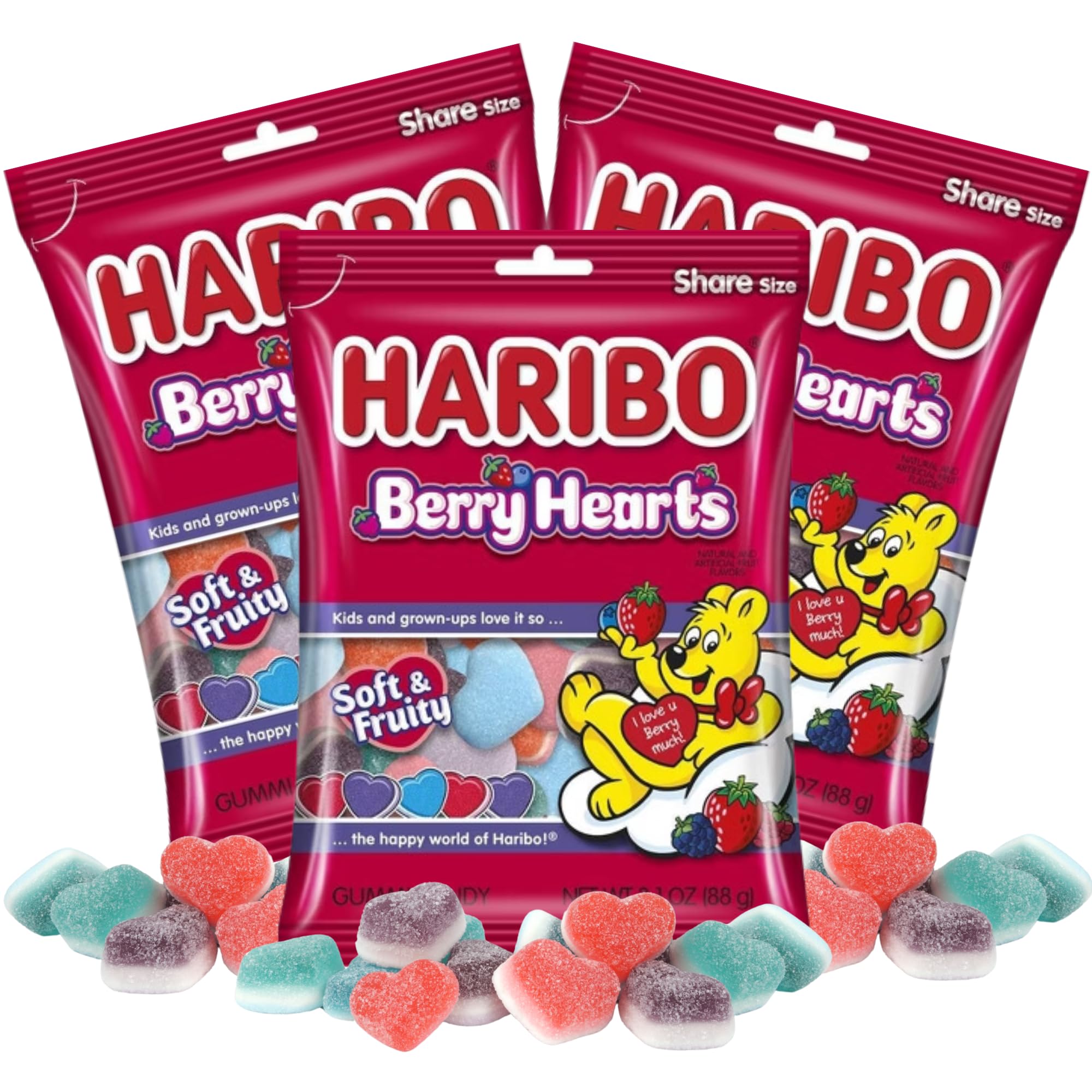 Sweetzo Haribo Berry Hearts pack shown for Valentine gifting and sharing.
