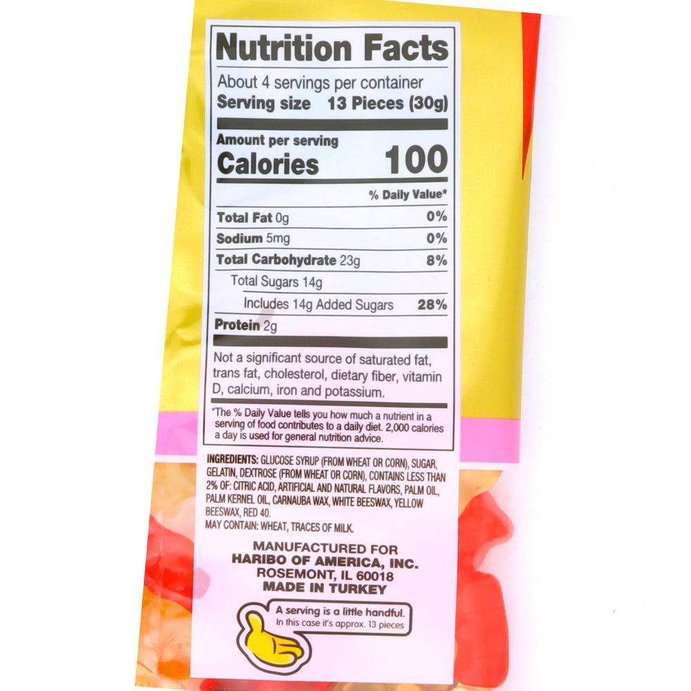 Sweetzo Haribo gummy bears with assorted fruit flavors for celebrations and classes.
