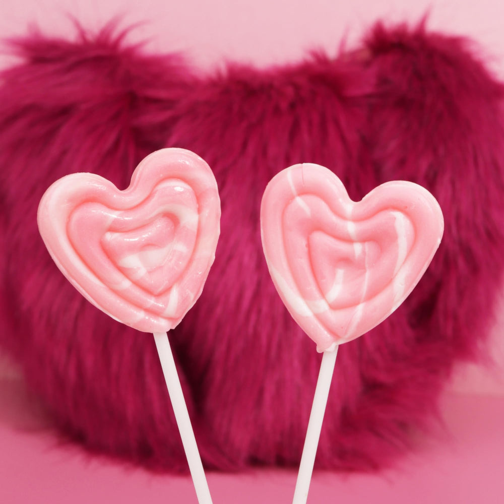 Sweetzo Heart Swirl Lollipops, 24-pack for celebrations and gifting.