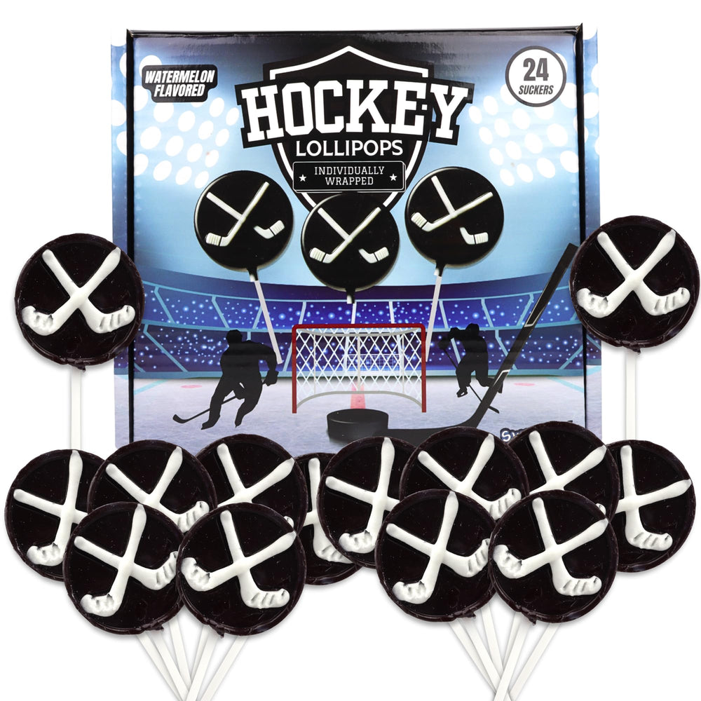 Sweetzo hockey puck lollipop bulk pack of 24 for sharing at games