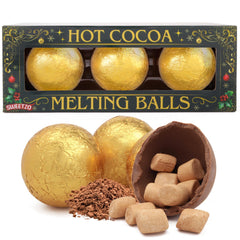 Sweetzo hot cocoa melting balls in a trio, ready to share a cozy treat.