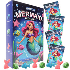 Sweetzo Mermaid Gummy tails; festive shapes for party favors and vibrant treats.