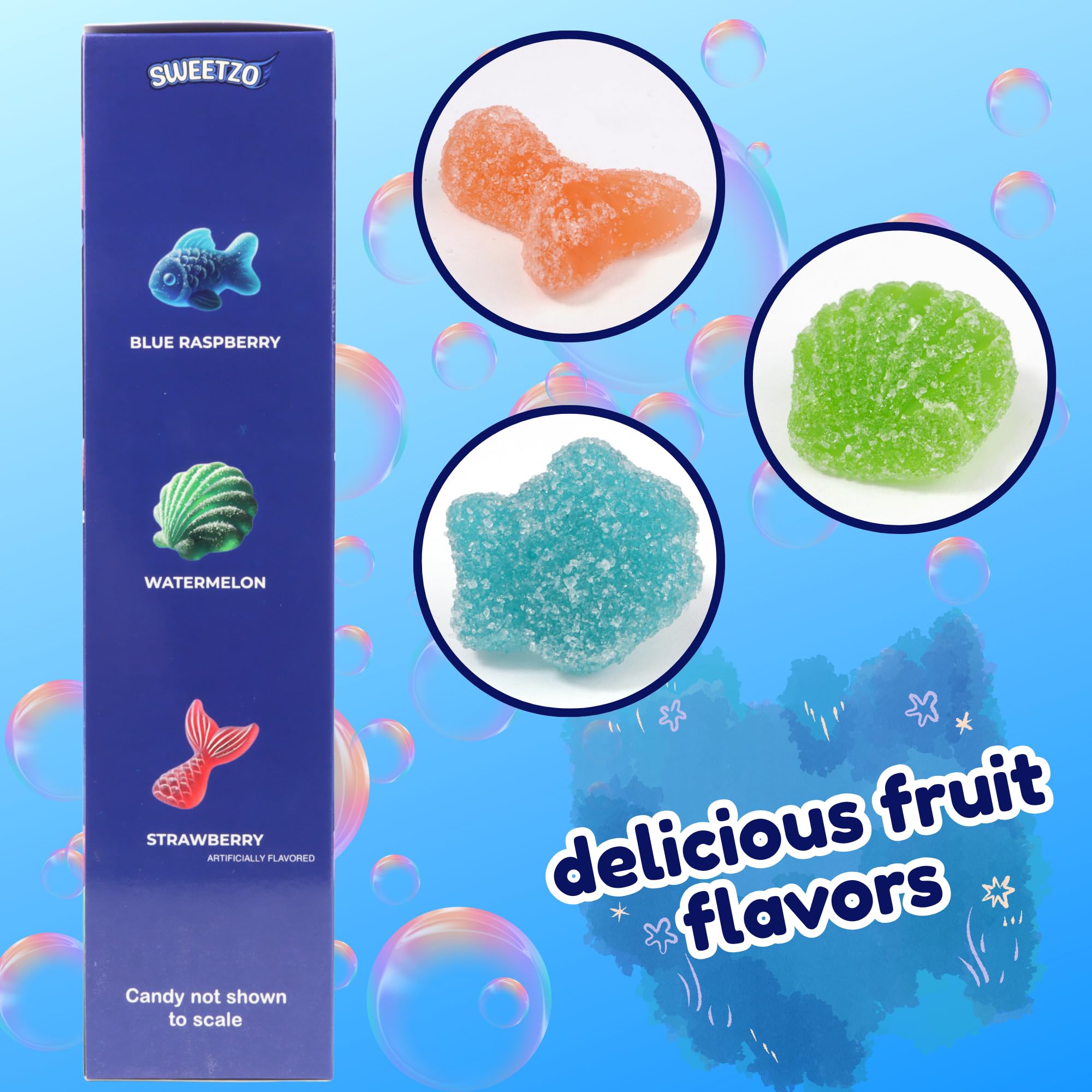 Sweetzo Mermaid Gummy watermelon; refreshing fruit bite for lunchboxes and parties.