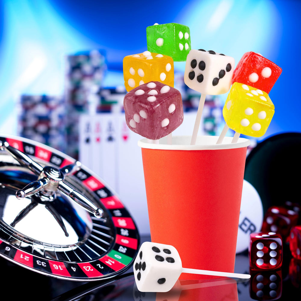 Sweetzo party favors dice lollipops suited for birthdays and weddings.