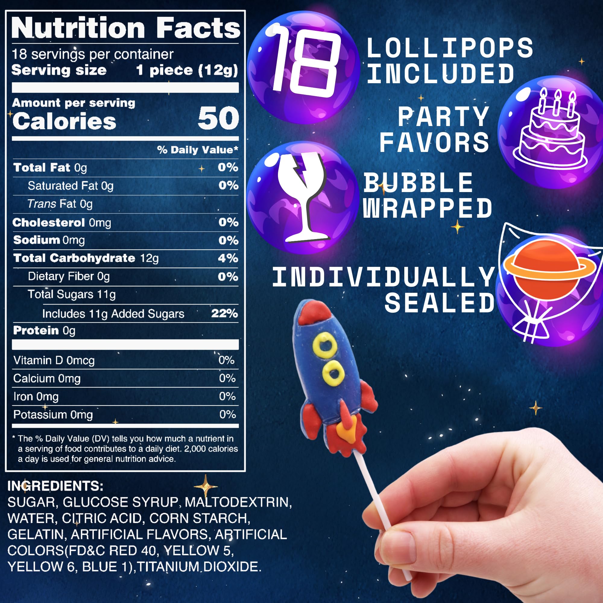 Sweetzo Space Lollipops Saturn highlight, ideal for science-themed classroom rewards.