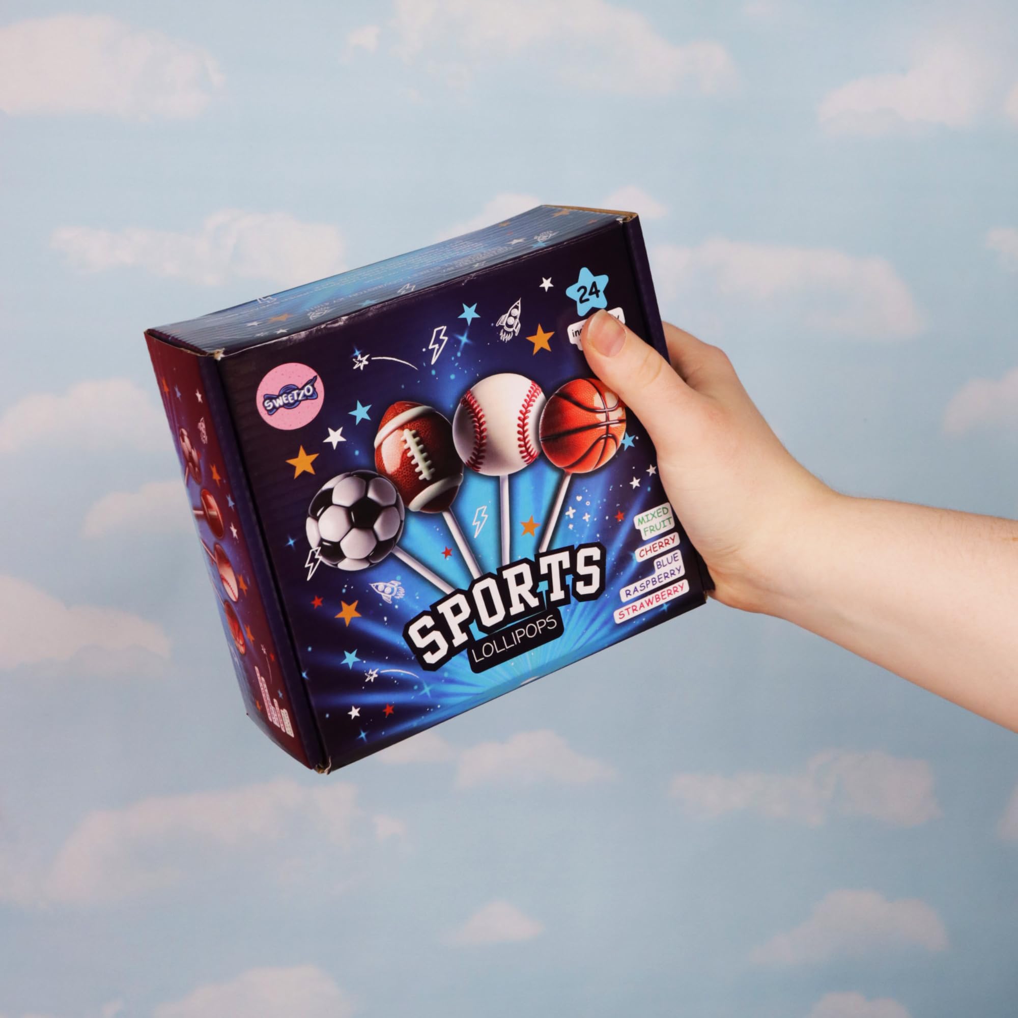 Sweetzo soccer design lollipop; energizes team celebrations and school events.