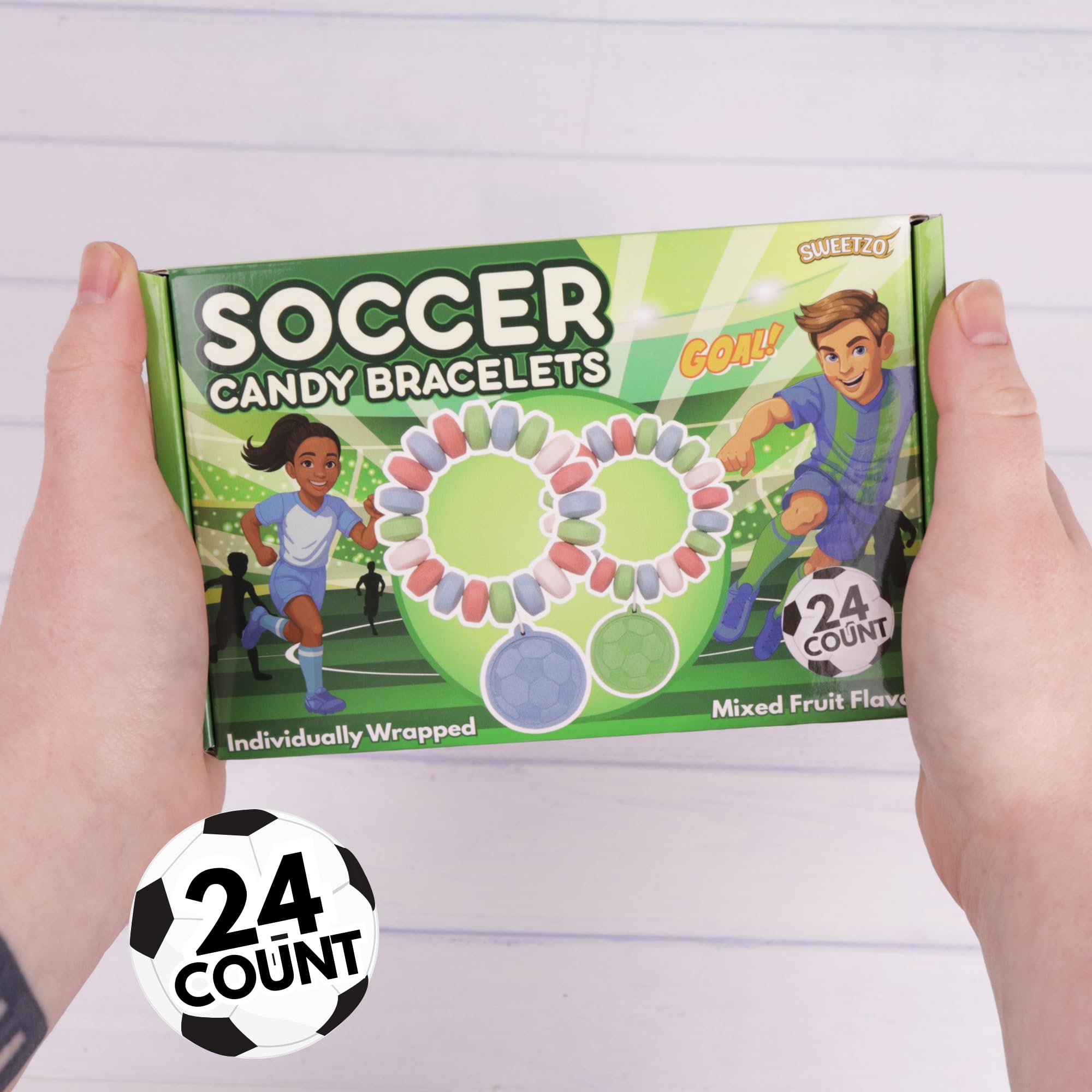 Sweetzo team party favors featuring edible jewelry for fans and players.