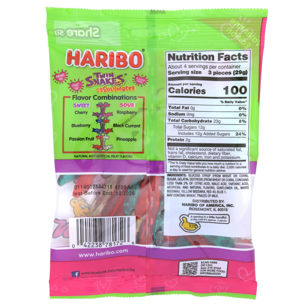 Sweetzo Haribo Twin Snakes blueberry black currant gummies ideal for gifting.