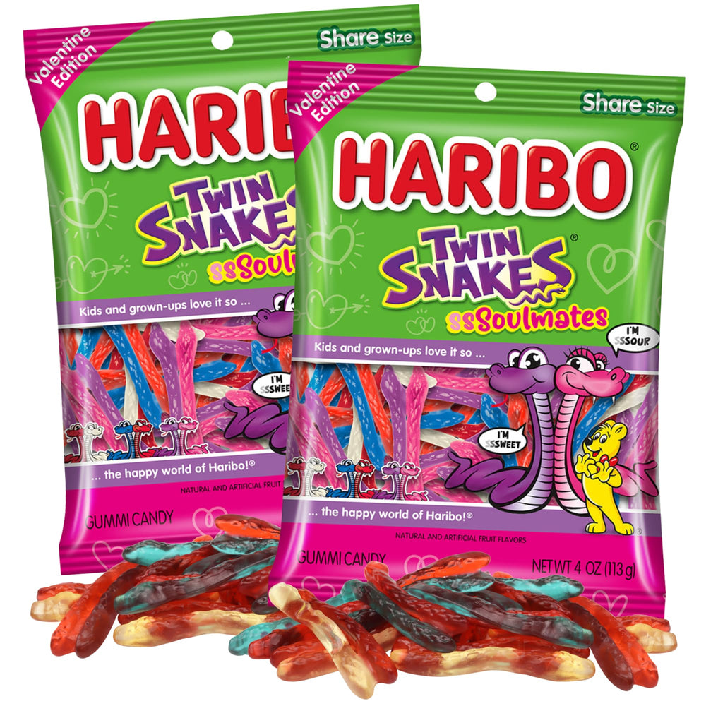 Sweetzo Valentine Haribo Twin Snakes front-pack image for gifting.