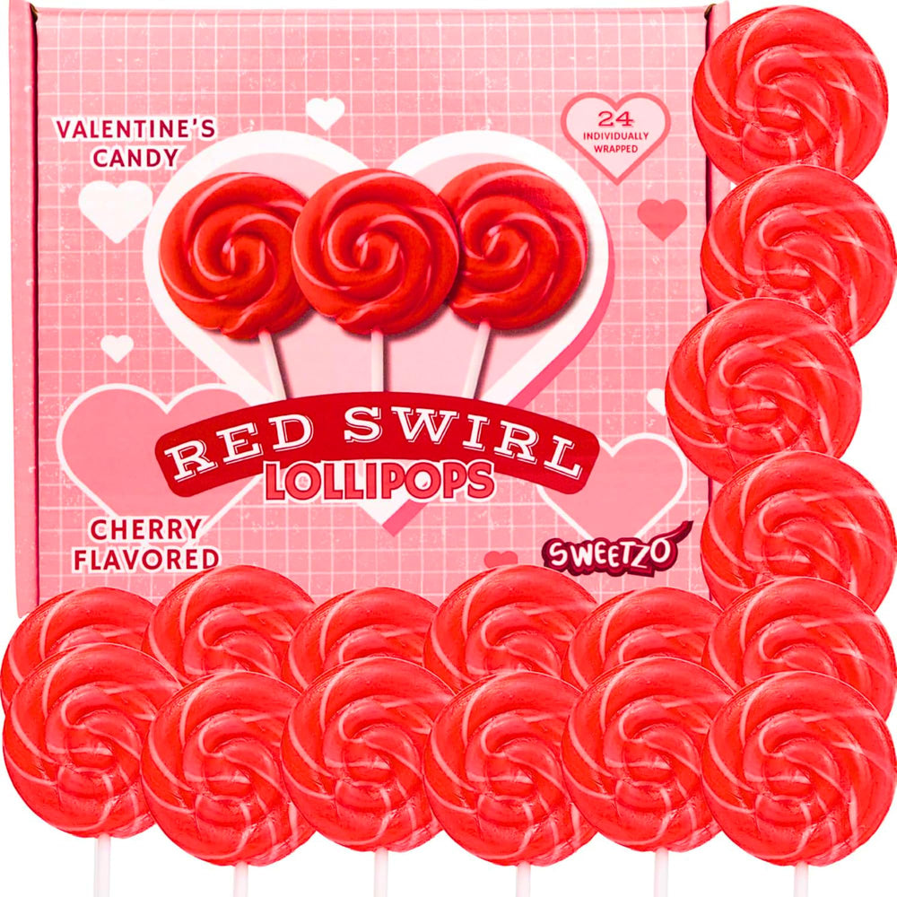 Sweetzo red swirl Valentine sucker ready for gifting and sharing